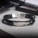Bracelet Leather "Attack" feather, black color in silver, l = 20.5 cm