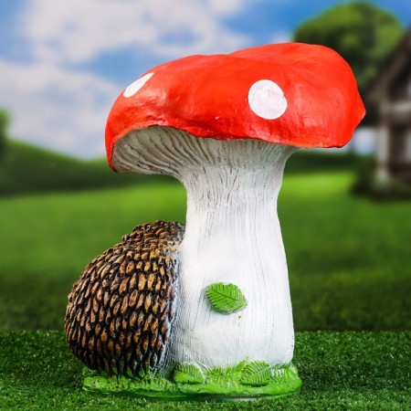 Garden figure "Mushroom with two hedgehogs" 27cm-2