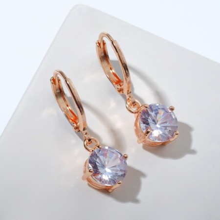 Earrings with bloom rhinestones hanging, white color in gold-1