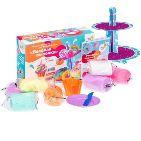 Set for baby modeling from light plasticine "Funny pastries"-1