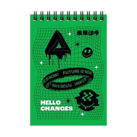 Notepad A6, 40 sheets in a cage on the crest Illusion, cover Cover Cardboard, OFSET block 60 g/m2, mix-5