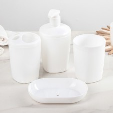 Aqua of Aqua bathroom accessories, 4 items (dispenser, soap dish, 2 glasses), white color