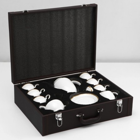 Service Porcelain Tea Louis, 15 objects: kettle 1.3 l, milkman 300 ml, sugar tower 350 ml, 6 teaspoon 160 ml-12
