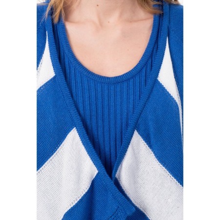 Cardigan female, size 44, blue, white color-3