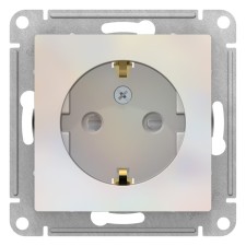Розетка SE ATLASDESIGN, 16 А, со шторками, с з/к, механизм, цвет жемчуг