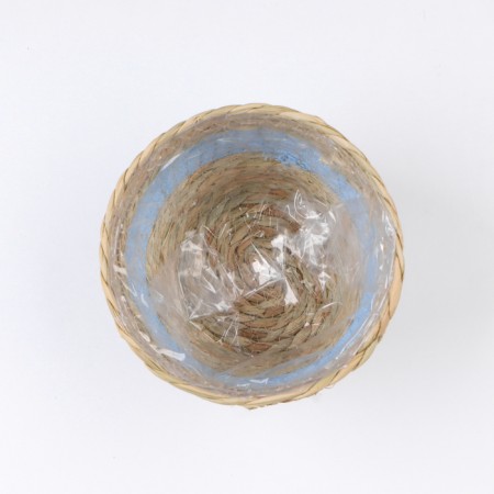 Kashpo wicker "Namibia", 15.5x15.5x13.5 cm, natural, blue-4