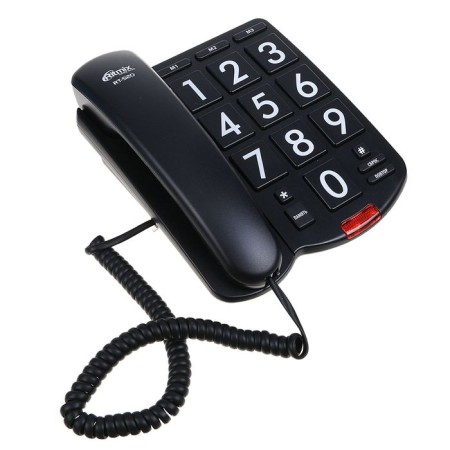 Wired phone Ritmix RT-520, light indicator, desktop-nasty, black