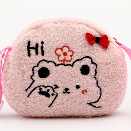 Soft bag "Bear" with a bow, the color is pale pink-2