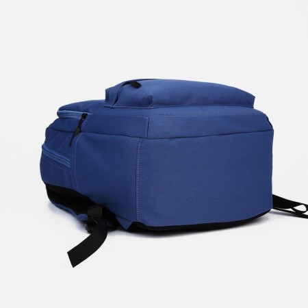 Youth backpack from textiles, 2 parts on lightning, 3 pockets, blue color-4
