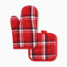 New Year. Kitchen set 2 Ave. Ethel Cell centered red. 17*17cm, mittens-dumplings. 26*16cm, 100%p/e