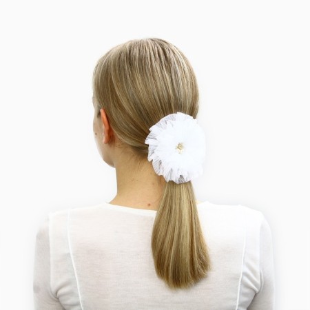 Outlet. Bant for hair on elastic band, white, 11 cm, kitty Marie-1