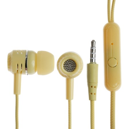 Headphones CB-52, wired, vacuum, microphone, 1 m, jack 3.5 mm, yellow
