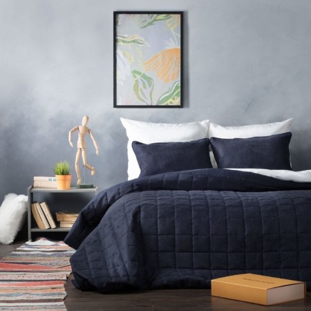 Software "Soft": a bedspread 160 x 220 cm, pillowcase 40 x 40 cm - 2 pcs, the color is blue