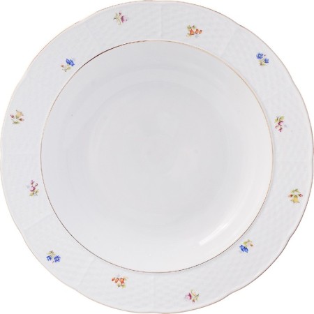 Deep natalie dish, decor "Small flowers, gold laying", 31 cm