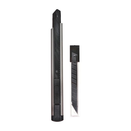 Chancellery knife 9mm metal + blade, 5 pieces of black, top-3