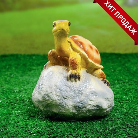 Garden figure "Turtle on Stone" 11.5x11.5x17cm