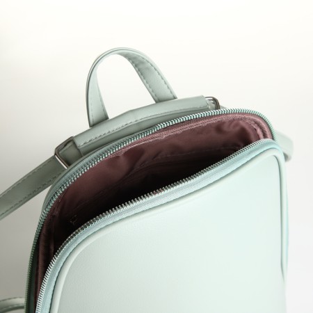 City backpack made of artificial leather with lightning, green color-5