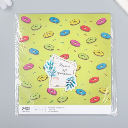 Scrapbooking paper "Donuts" density 180 g 15.5x17 cm-3