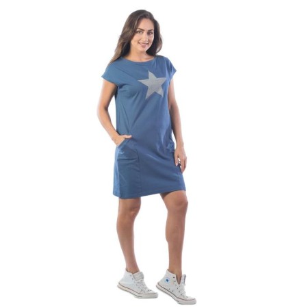 Relief dress, size 46, indigo color-1