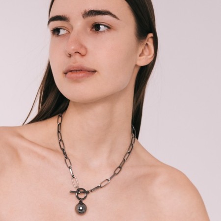 The necklace "chain" sphere, gray color, 50 cm-3