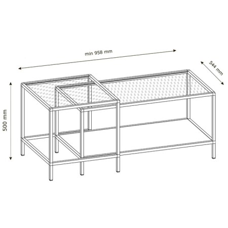 Table Journal Duet, 941 (488) x488 (544) x457 (500), white Muar/Metropolitan Gray/Glass-7