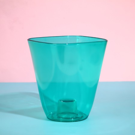 Pot for orchids, 2.5 l, 16.4 × 18.5 cm, plastic, transparent-turquoise