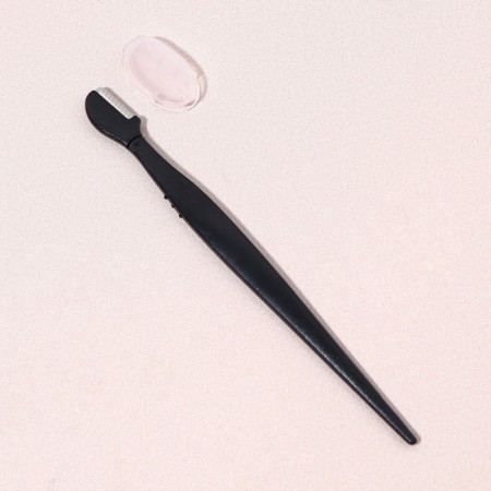 Razors for eyebrow correction, with a cap, set - 3 pcs, 12.7 cm, black color-2