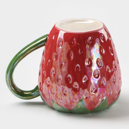 Ceramic mug "strawberries", 500 ml, red color-2