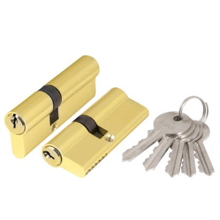 AX100.60 MM cylinder mechanism, 25x10x25, 5 keys, brass color