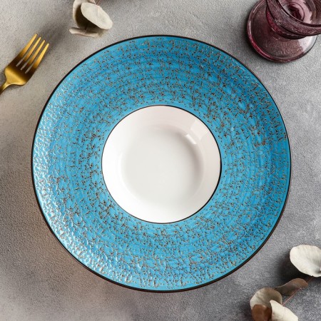 Porcelain plate for the paste Wilmax Splash, 250 ml, d = 27 cm, the color of the blue-1
