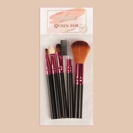 A set of makeup brushes, 5 objects, black/raspberry color-4