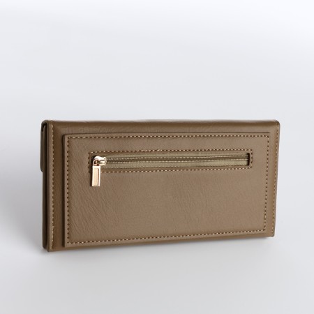 Women's wallet on the button, khaki color-1