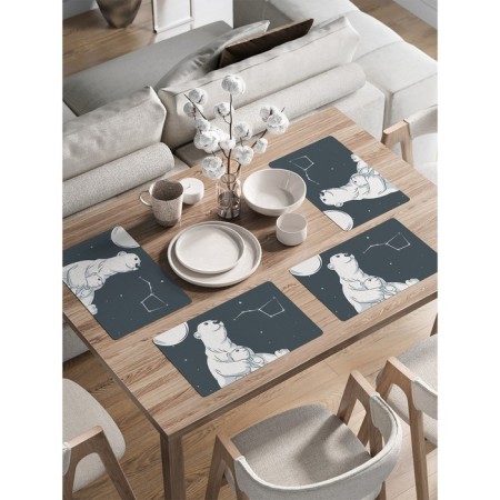 A set of napkins for setting the table "Polar bear and bear cub", rectangular, rounded edges, size 30x46 cm, 4 pcs