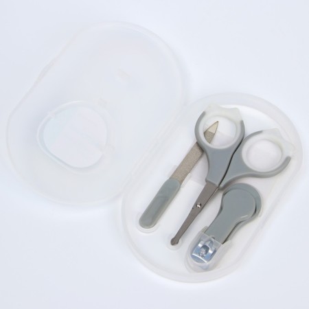 Children's manicure set (scissors, kniper, saw), gray color-1