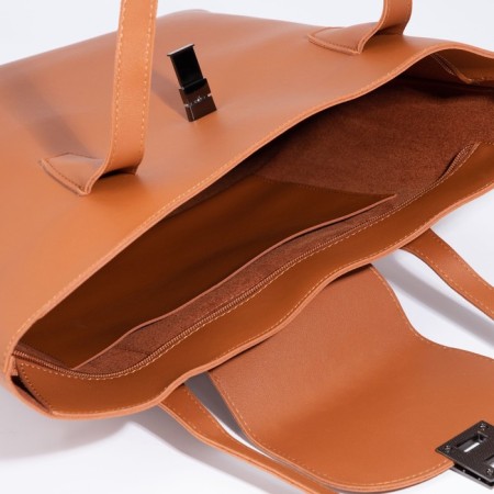 Bag Women's Tout with zipper, brown color-4