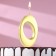 Candle in the cake number "0", 5.3 cm, gold