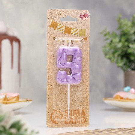 Candle for the cake "ice", number "9", lilac-1