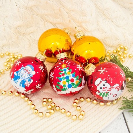 Set of New Year's balls "Magic" D-6 cm (set 5 pcs)-2