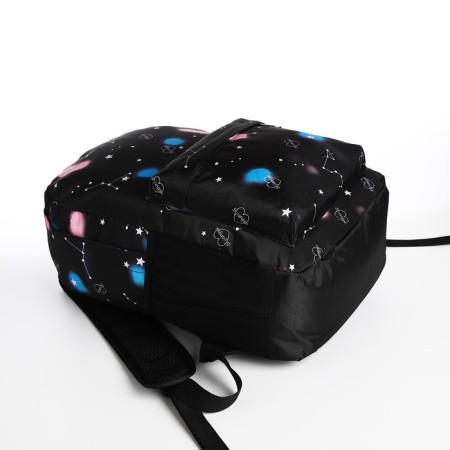 A backpack with a zipper, 3 outer pockets, black color-4