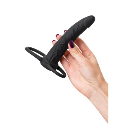 Black & red toyfa double penetration for double penetration, 16.5 cm, silicone, black color-5