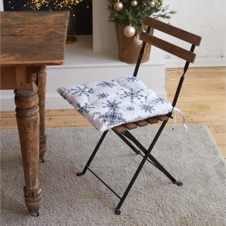 Siddle on the chair "Blue Snowflakes" 42x42x5 cm, 100% cotton, 164 g/m2