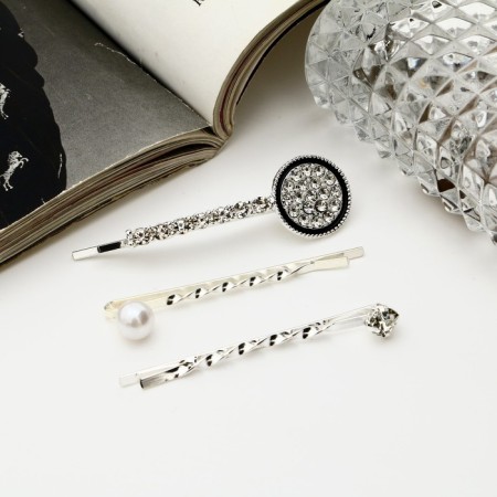 Invisible hair "Altair" (set of 3 pcs) circle, 5.5 cm, silver