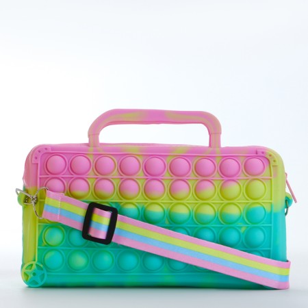 Children's bag with a zipper "chosen", pink/yellow/turquoise color-1