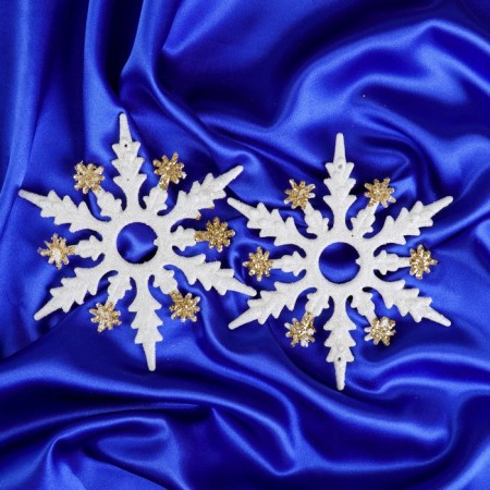 Jerk decoration "Polar Snowflake" (set 2 pcs) D-14.5 cm, white-golden