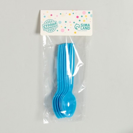 Tablespoons plastic, 6 pcs., Blue color-2