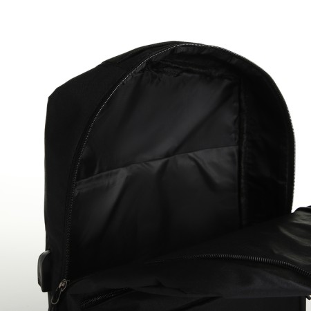 City backpack with USB from textiles with lightning, 2 pockets, black color-5