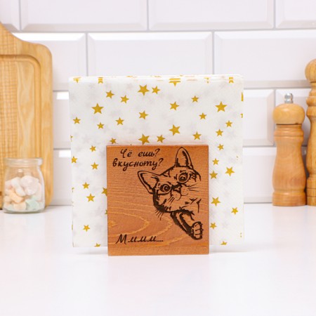 Napkin "cat", 10 x 5 x 11cm, wood, oak-1