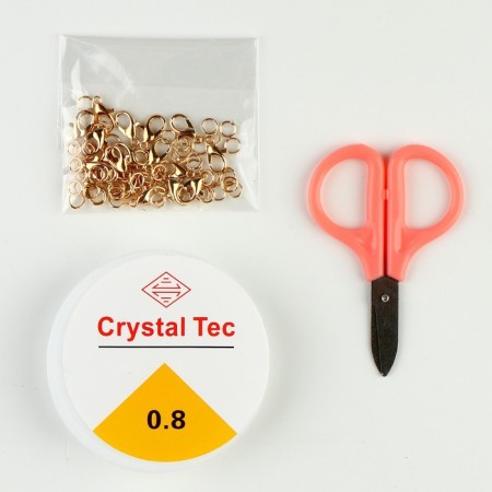 Set for creating jewelry, 24 colors, size 1 piece: 3 mm., Fishing line, scissors, accessories-6