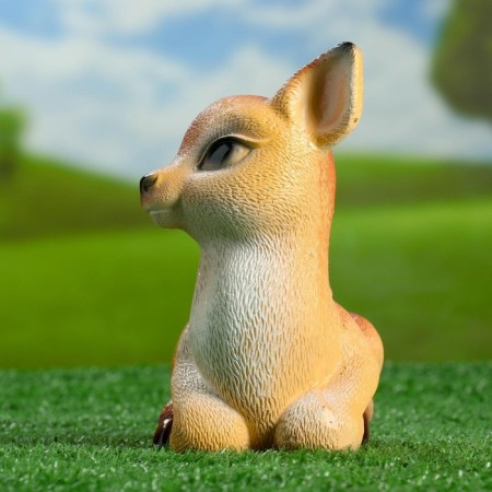 Garden figure "lying deer" from gypsum good souvenirs, 17cm, small, brown-3