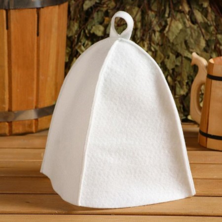 White Bath cap, felt-2